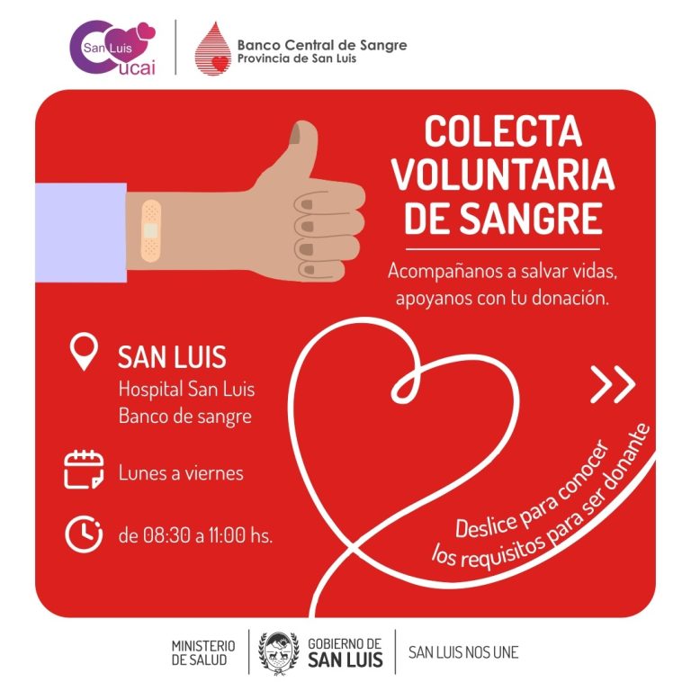 El Ministerio de Salud lleva adelante una colecta voluntaria de sangre
