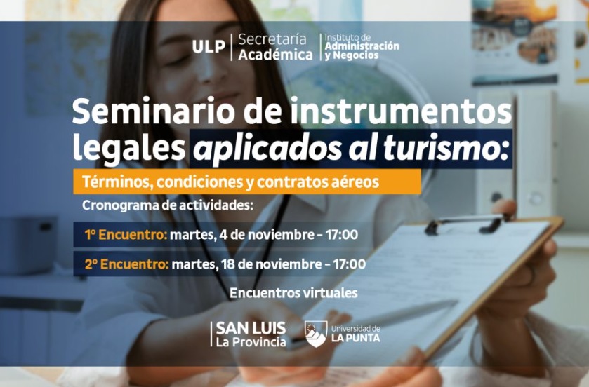 Viajar informado: la Universidad de La Punta lanza un seminario sobre derecho turístico